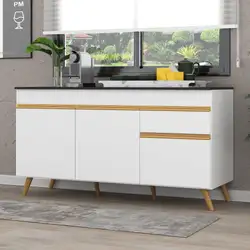 Balcão Cozinha Gabinete Pia 150 cm 3 Portas 1 Gaveta Veneza Multimóveis MP3740 Branco