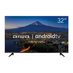 TV LED Smart 32 Aiwa HD AWSTV32BL02A Android TV Borda Ultrafina Preto Bivolt