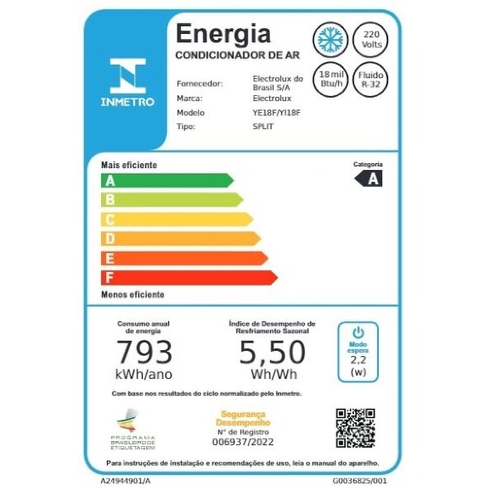 Ar-Condicionado Electrolux Split 18.000 BTUs Color Adapt Frio com Wi-fi (YI18F/YE18F) Ar-condicionado Electrolux Color Adapt Wi-fi 18.000 BTUs Frio (YI18F/YE18F)