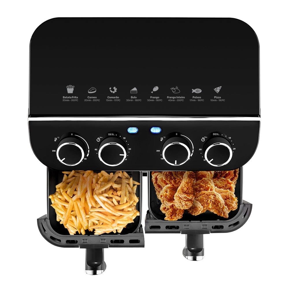 Air Fryer 8L Preta c/ 2 Gavetas 2500w 220v Multi - GO234 GO234