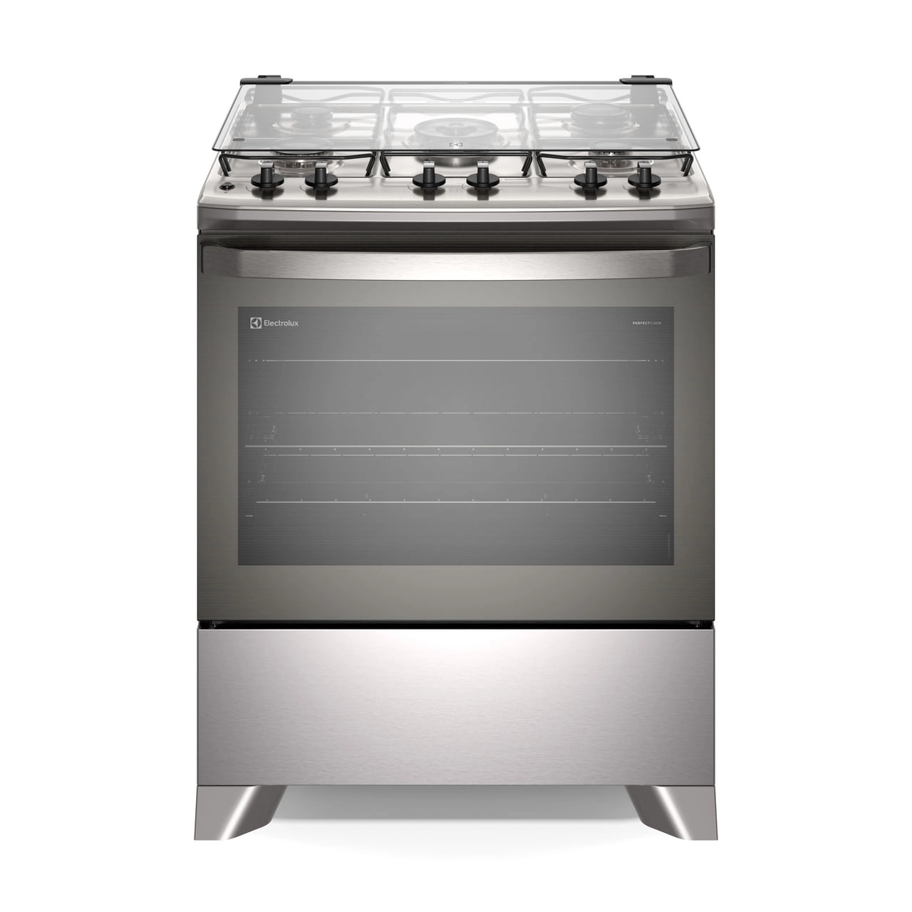 Fogão 5 bocas Electrolux Cinza Efficient com Mesa Inox, PerfectCook e VaporBake (FE5IC) Bivolt