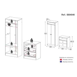 Guarda-Roupas 2 Portas com Cômoda e 2 Gavetas Brownie Multimóveis BB4046 Branco