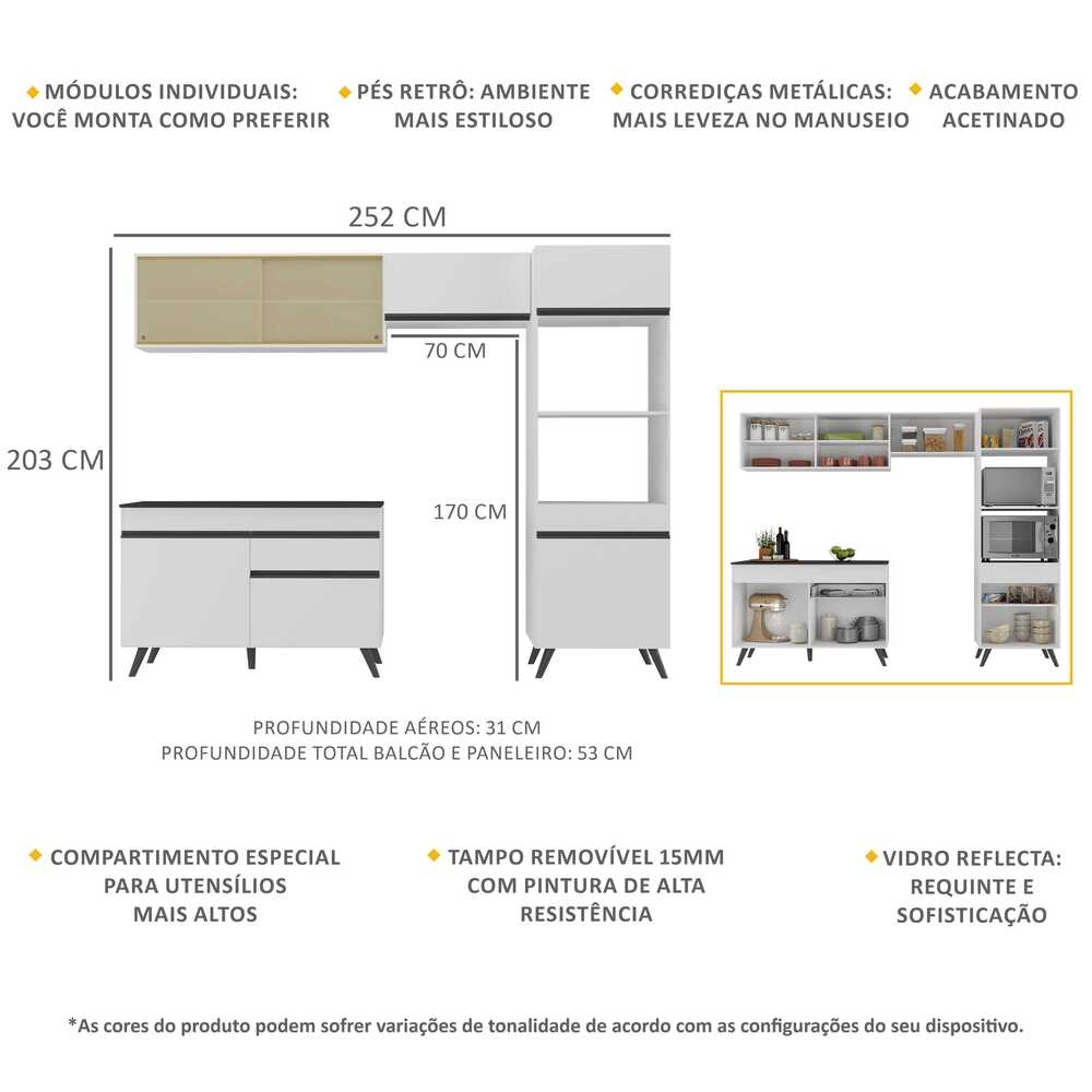 Armário de Cozinha Compacta 4 peças MP3692.964 Veneza Branco