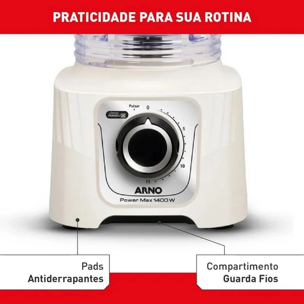 Liquidificador Arno LN64 LN5571B2 PowerMax 15 velocidades 1400W 3,1L Marfim 220V