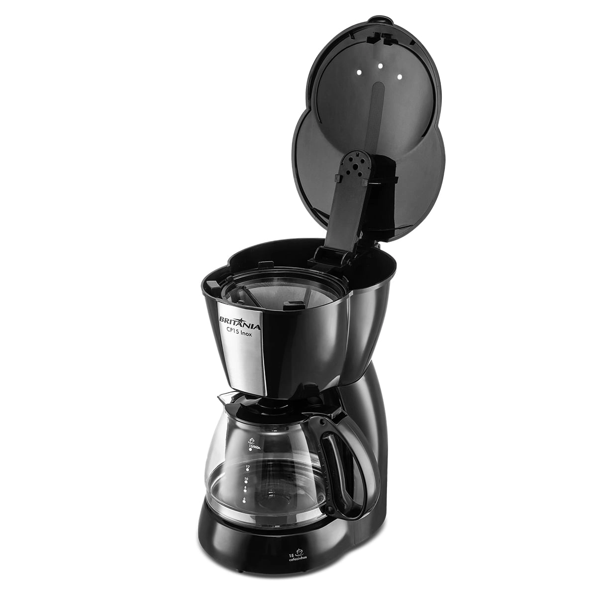 Cafeteira Britânia CP15 Vidro Preto com Inox 220V