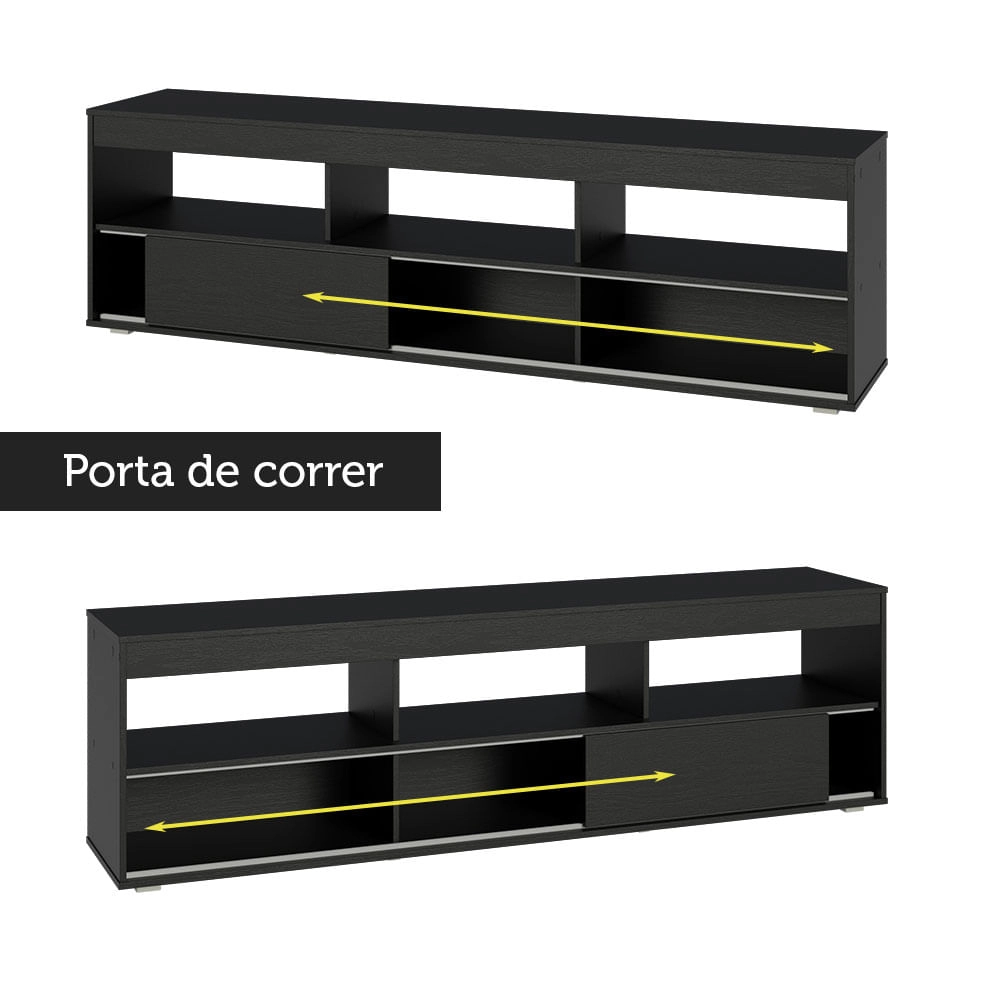 Rack com Painel para TV até 65 Polegadas Preto Orlando Madesa Cor:Preto