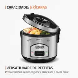 Panela Elétrica Mondial Pratic 6I PE-43-6X PANELA ELÉTRICA DE ARROZ-220V-PRETO/INOX