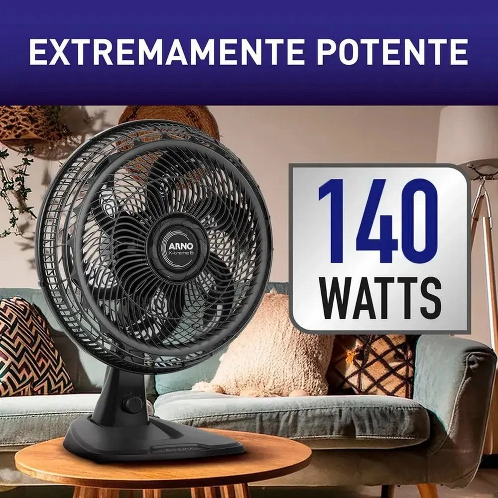 Ventilador de Mesa e Parede Arno 40CM VE60 X-Treme 6 Pas 140W 2 em 1 Preto 220V