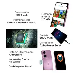 Smartphone Motorola Moto G24 128GB XT2423-6 Dual Chip Android 14 Tela 6,6" Rosa