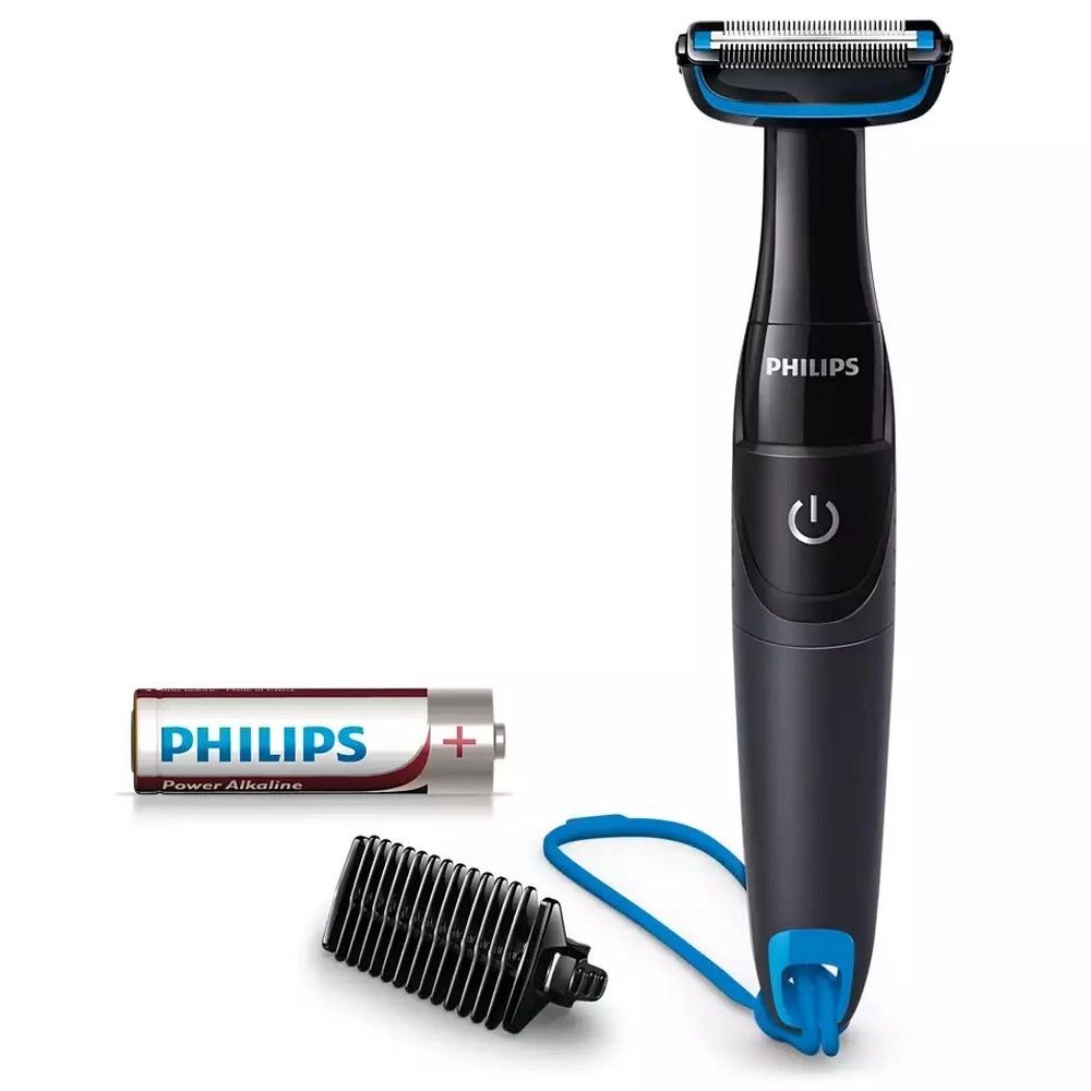 Aparador de Pelos do Corpo Philips Bodygroom Series 1000 BG1024/16 Pilha à Prova d'água Preto/Azul