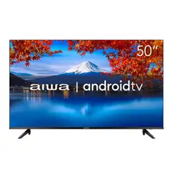 TV LED Smart 50" Aiwa 4K Ultra HD AWSTV50BL02A Adroid TV Borda Ultrafina Preto Bivolt
