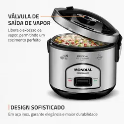 Panela Elétrica Mondial Pratic 6I PE-43-6X PANELA ELÉTRICA DE ARROZ-220V-PRETO/INOX