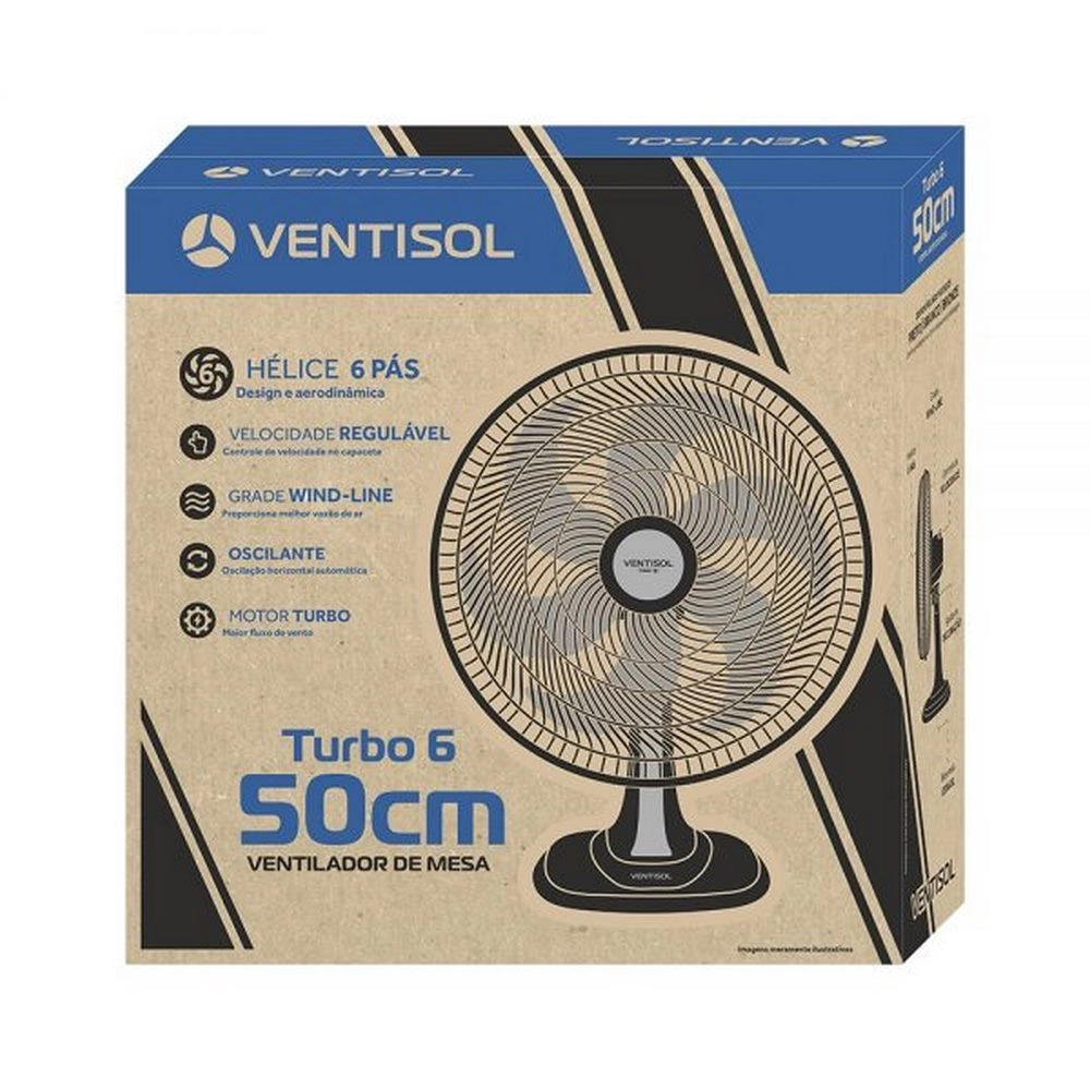 Ventilador de Mesa Ventisol 50CM Mega Turbo 6 Pás Branco 220V