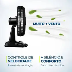 Ventilador de Mesa Mondial 50cm VTX-50-8P Preto/Prata 220v