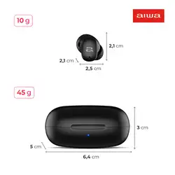 Fone de Ouvido Earbud AIWA AWS-EB-03-B BT IPX5 ANC Modo Ambiente EARBUD AWS-EB-03-B BIVOLT