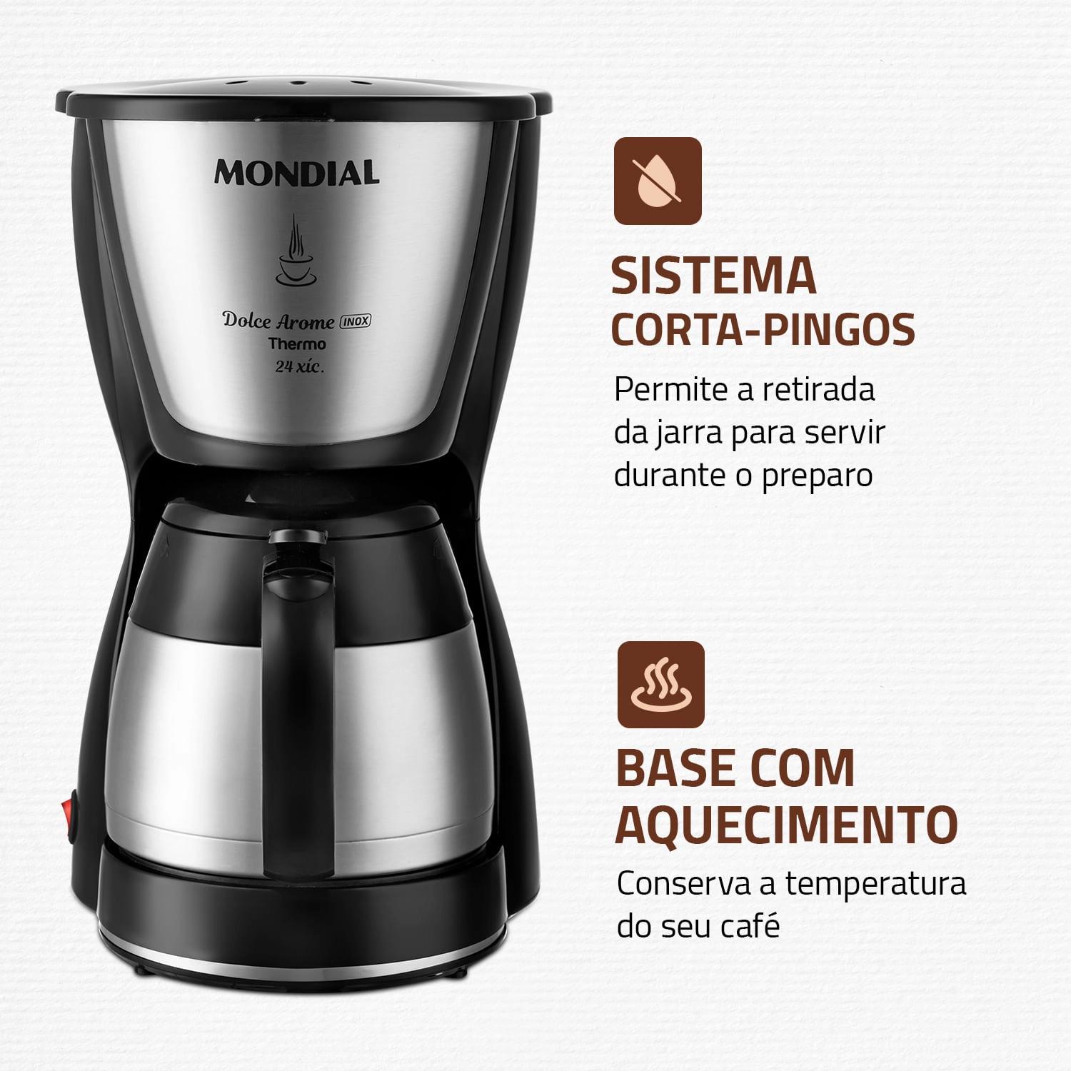 Cafeteira Elétrica Mondial Dolce Arome C-33JT-24X CAFETEIRA-220V-PRETO/INOX