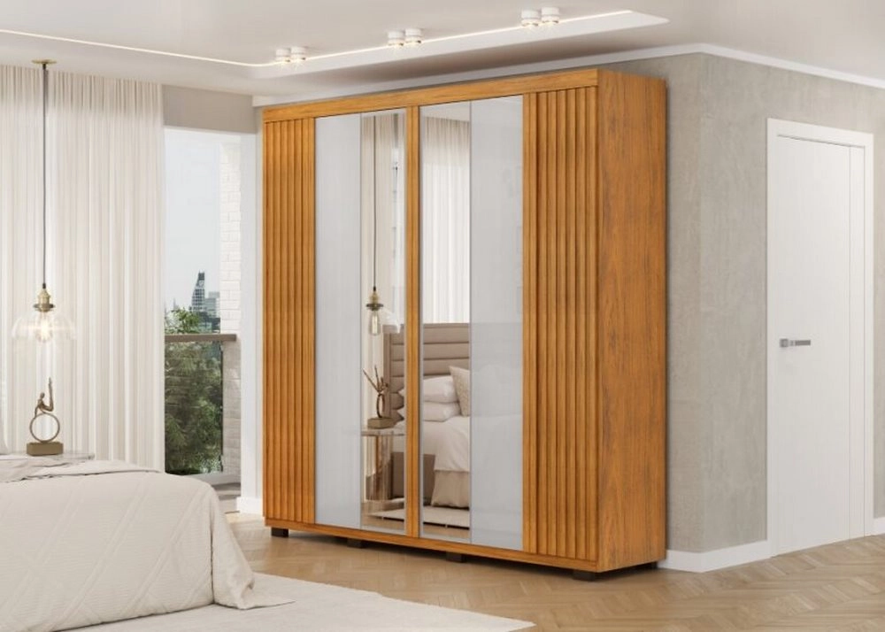 Guarda Roupa 6 Portas 4 Gav 2.35M London MDF 15/15 C/Esp C/Pe Ype/Bali A240XL235XP56 Dj