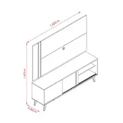 Rack + Painel Combo 1.60M Para Tv Até 60 Cronos Cinamomo/Off White A130XL160XP36 MDP Madetec