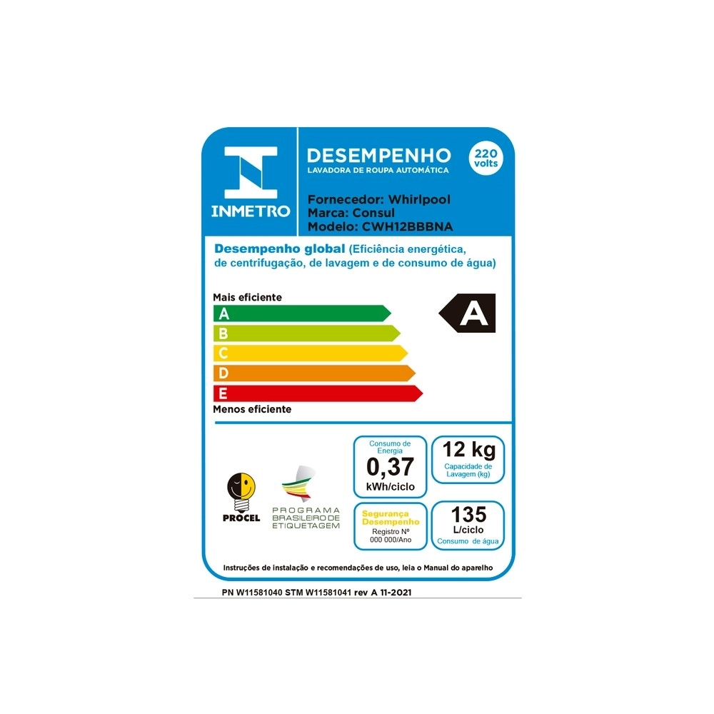 Máquina de Lavar Consul CWH12BBBNA 12Kg Branca 220V