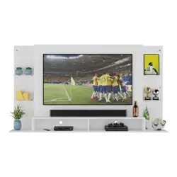 Painel TV 60" com prateleiras de vidro Brasil Multimóveis BR2739 Branco