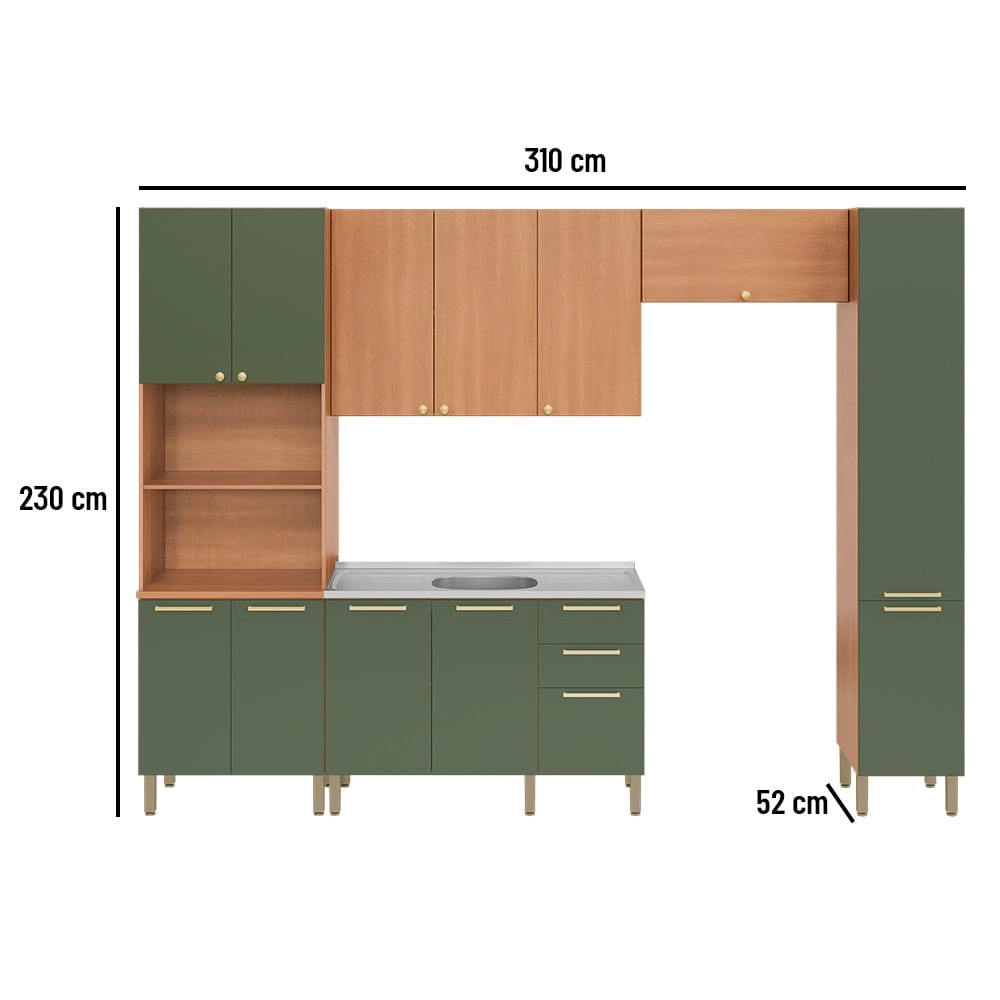Cozinha Completa Telasul Sálvia 5 Peças Com Armário e Balcão Telasul