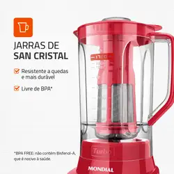 Liquidificador Mondial Turbo 900W L-900 FR-2C LIQUIDIFICADOR 2 COPOS-220V-VERMELHO