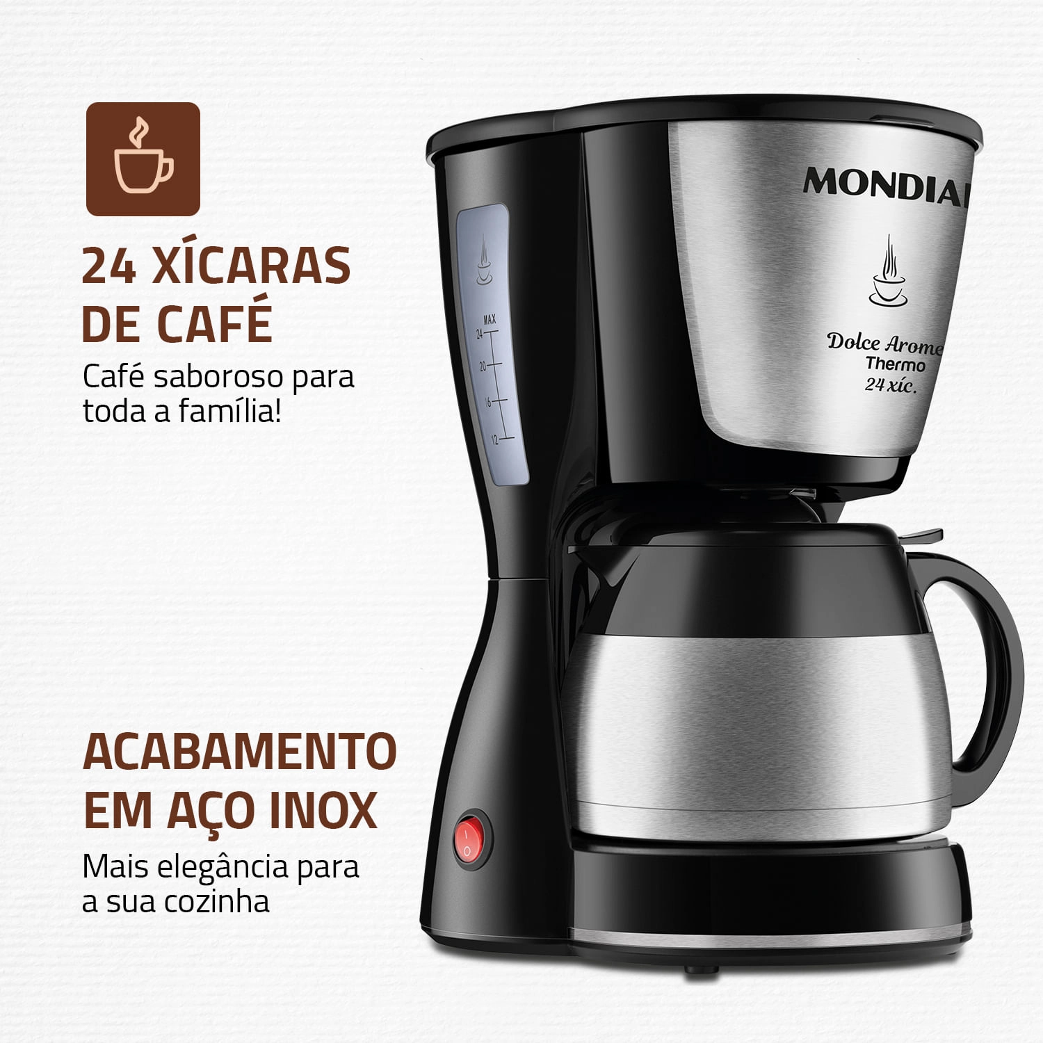 Cafeteira Elétrica Mondial Dolce Arome C-33JT-24X CAFETEIRA-220V-PRETO/INOX