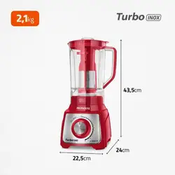 Liquidificador Mondial Turbo Red L-1200 RI 1200W 12 Velocidades Vermelho/Inox 220V