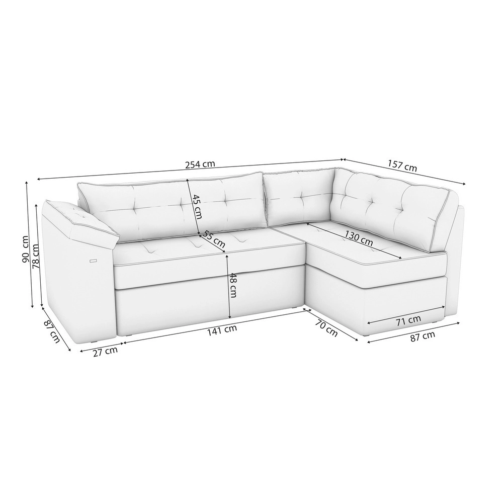 Sofá Canto Apollo Tec Boucle Fendi A057 A91XL254/157X157 Kappesberg