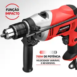 Furadeira de Impacto Mondial Power Tools FFI-05 FURADEIRA-220V-VERMELHO