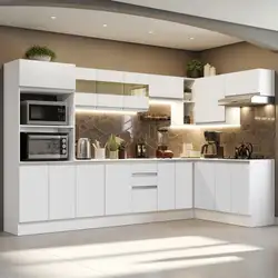 Cozinha Completa 100% MDF Madesa Smart Modulada de Canto Branco Cor:Branco