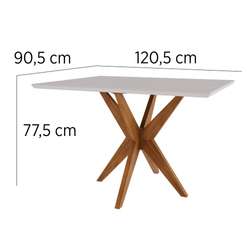 Mesa Jantar 4 lugares Retangular 120X90 Donna 600015 Madeira Eucalipto/Off Nesher