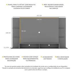 Painel TV 60" com Prateleiras de Vidro Brasil Multimóveis BR2739 Grafite