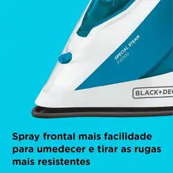 Ferro De Passar A Vapor Black & Decker Fx2100-Be Bas.Antiaderente Azul 220v