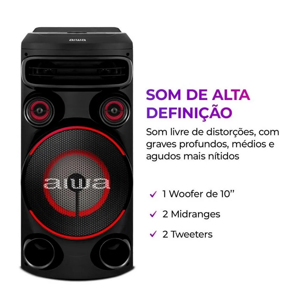 Caixa de Som Amplificada Torre Aiwa T1W-01 1500W Preto Bivolt