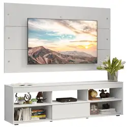 Rack com Painel para TV até 65 Polegadas Branco Orlando Madesa Cor:Branco