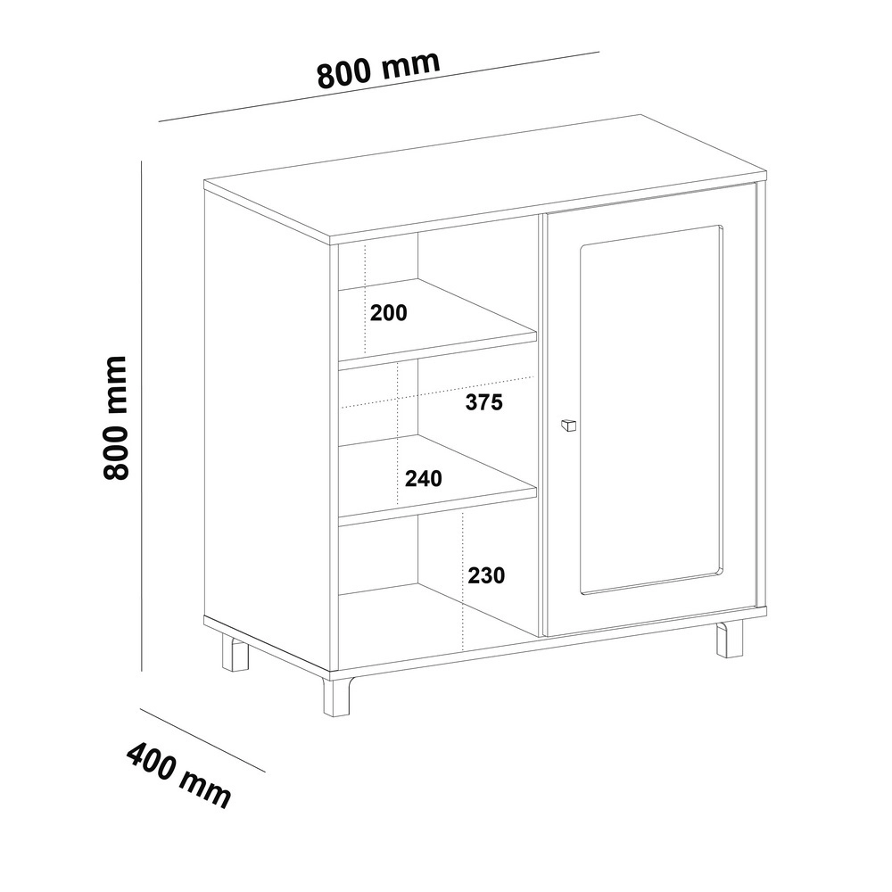 Buffet 80CM Charlotte Carvalho/Off White A80XL80XP40 Artely