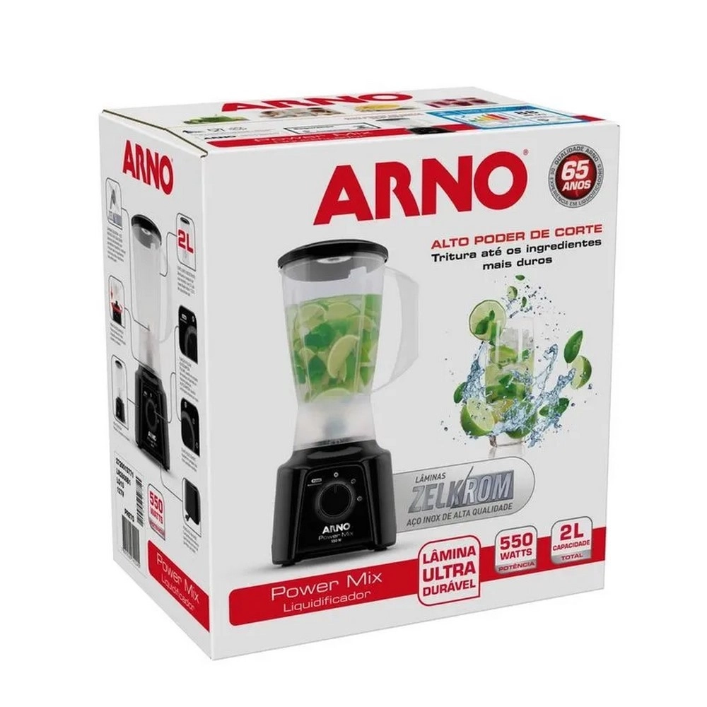 Liquidificador Arno LQ10 Power Mix 2 Velocidades + Pulsar 550W Preto 220V