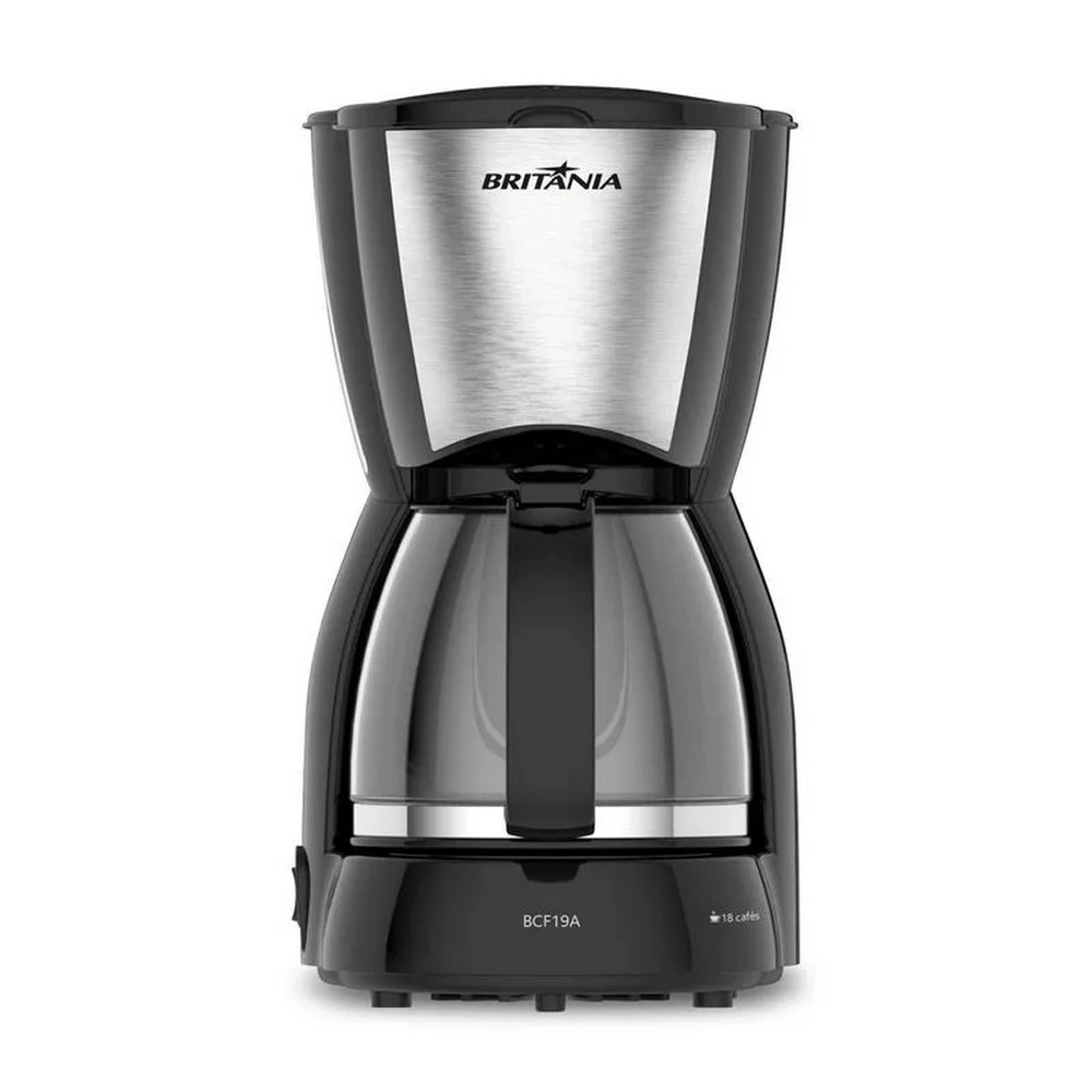 Cafeteira Elétrica Britânia BCF19A 18 Xícaras Jarra de Vidro 550W Preto/Inox 220V