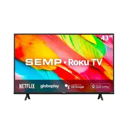 TV LED Smart 43" SEMP Full HD 43R6500 Roku 3HDMI 1USB Compatível Com Google Assistant e Alexa Bivolt