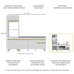 Armário de Cozinha Compacta Veneza Multimóveis MP2078 e Balcão Branca