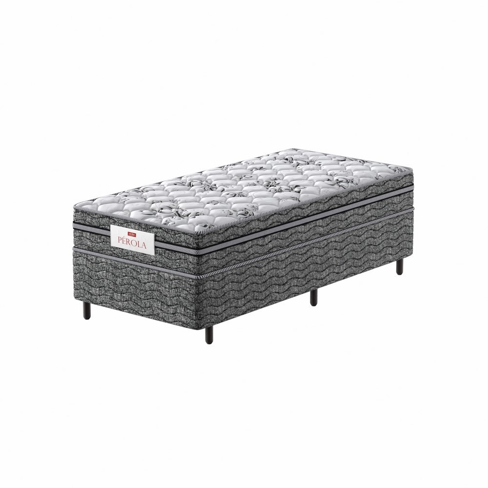 Conjunto Cama Box Solteirão Mola Prolastic Perola D65 Pillow 88X188X66 110KG Probel