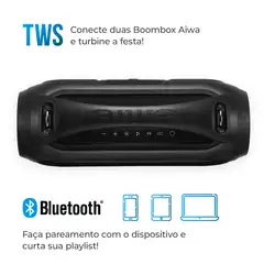 Caixa de Som Boombox AIWA AWS-BBS-02 50W BT 4H IPX5 RGB USB BOOMBOX AWS-BBS-02 BIVOLT