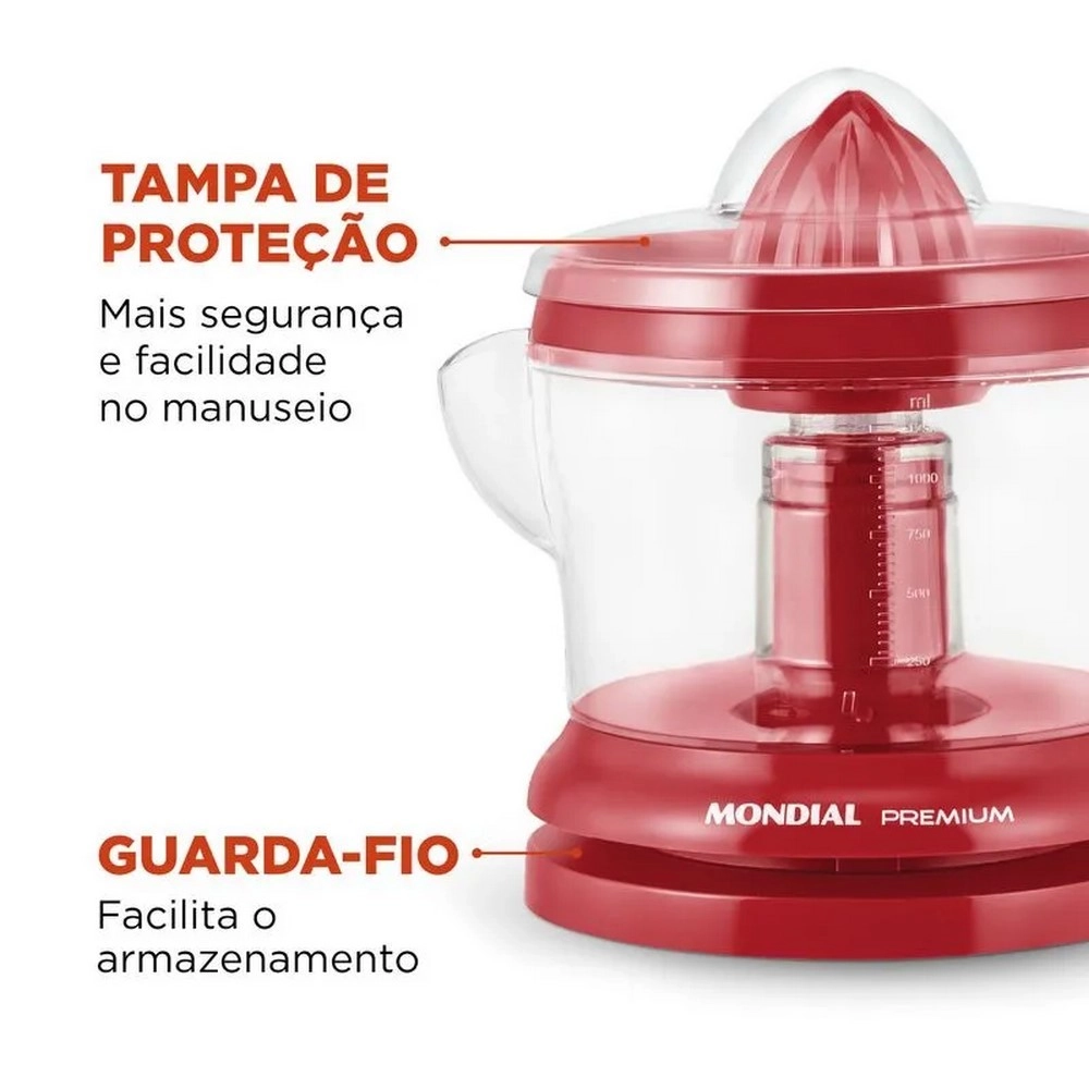 Espremedor de Frutas Mondial Red Premium E-23 Vermelho 220V