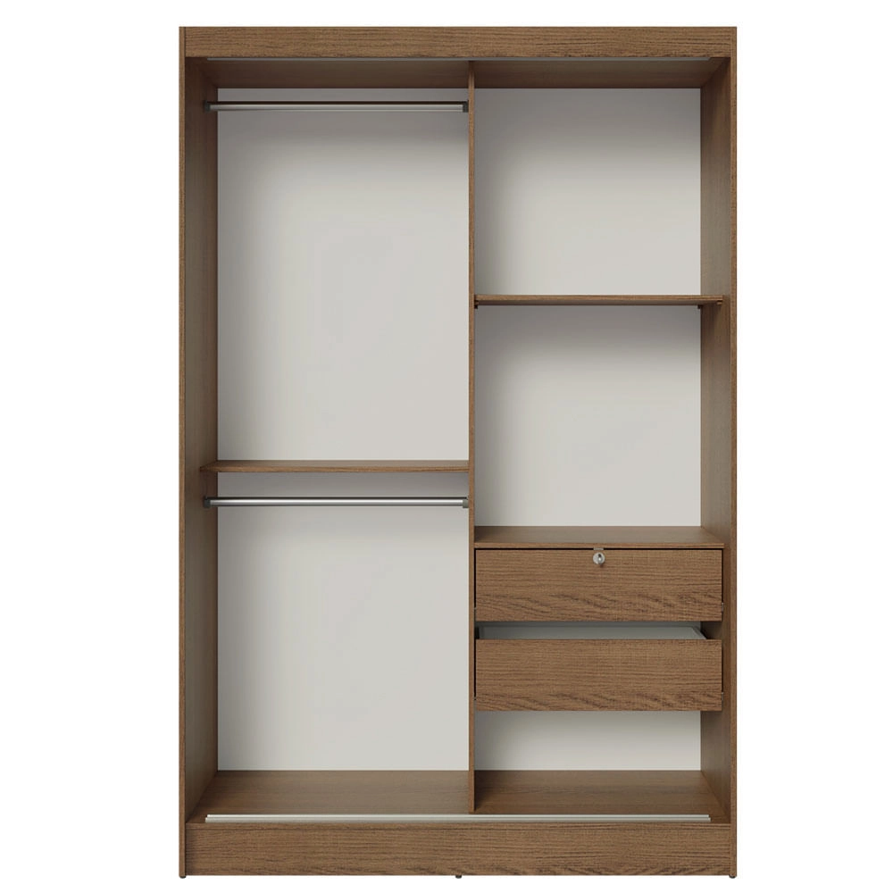 Guarda-Roupa 2 Portas de Correr de Espelho Rustic Max Madesa Cor:Rustic