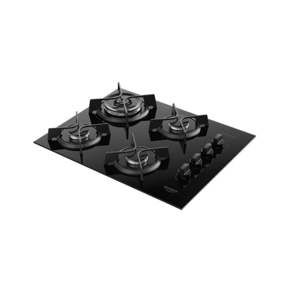 Cooktop 4 Bocas Dako Supreme Com Mesa de Vidro Preto Bivolt