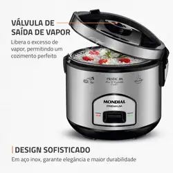 Panela Elétrica Mondial Pratic 10I PE-42-10X PANELA ELÉTRICA DE ARROZ-220V-PRETO/INOX