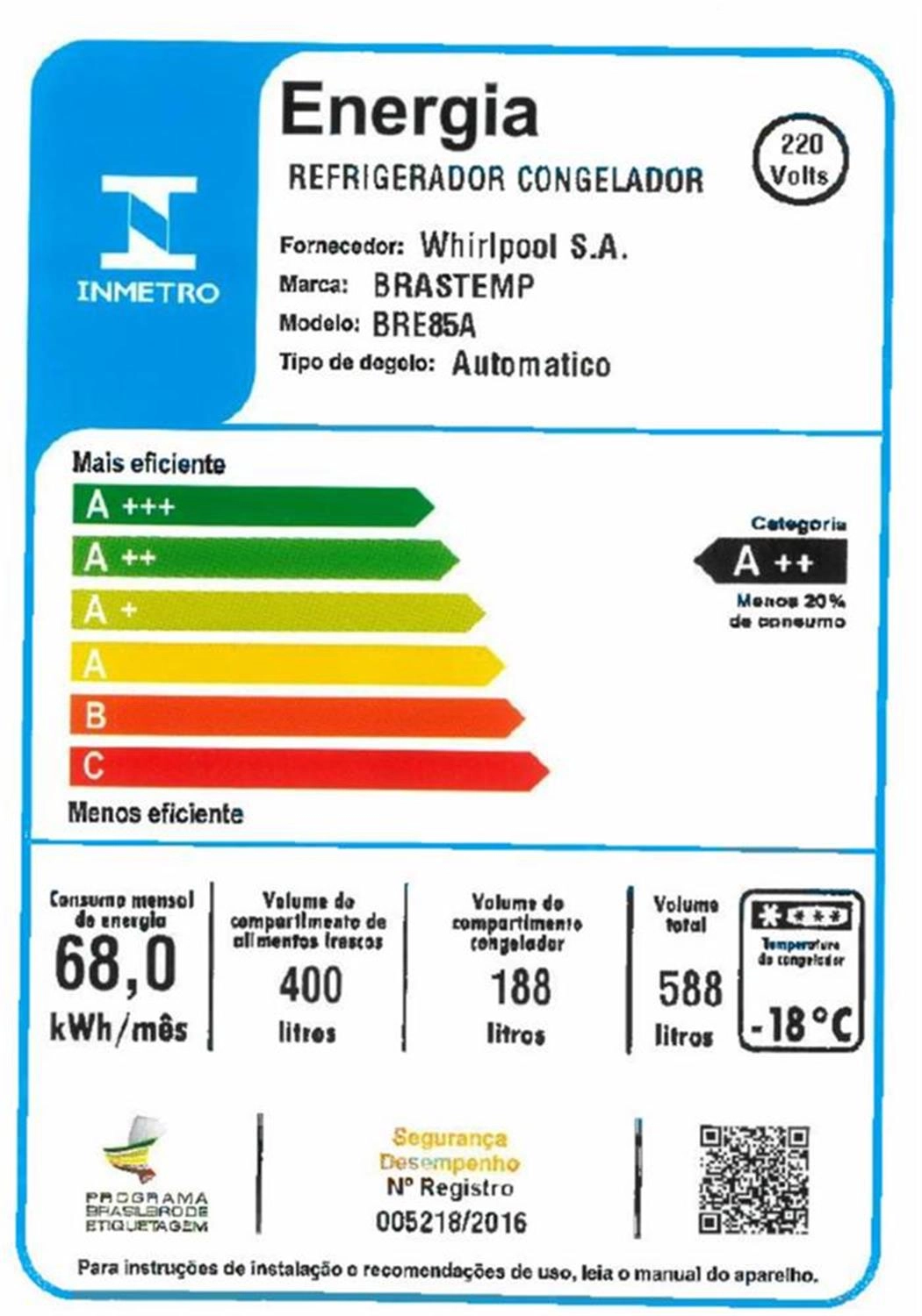 Geladeira Brastemp Frost Free Inverse 588 litros Branca com Smart Bar BRE85AB 220V