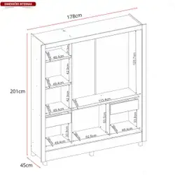 Guarda-Roupas Casal com Espelho 3 Portas e 2 Gavetas Multimóveis CR35205 Branco