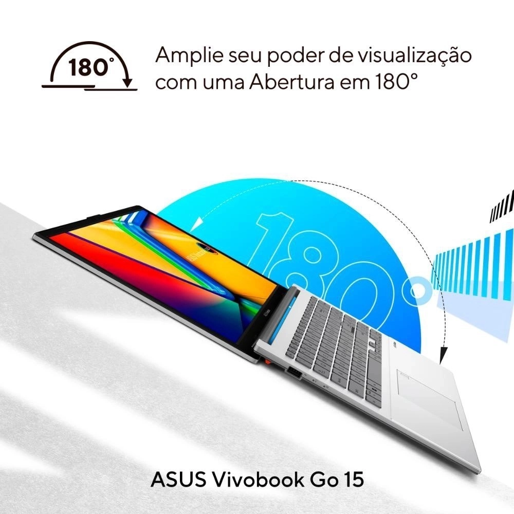 Notebook Asus Vivobook Go 15 Core i3 4GB 256GB SSD Tela 15,6" Windows 11 E1504GA-NJ441W Prata